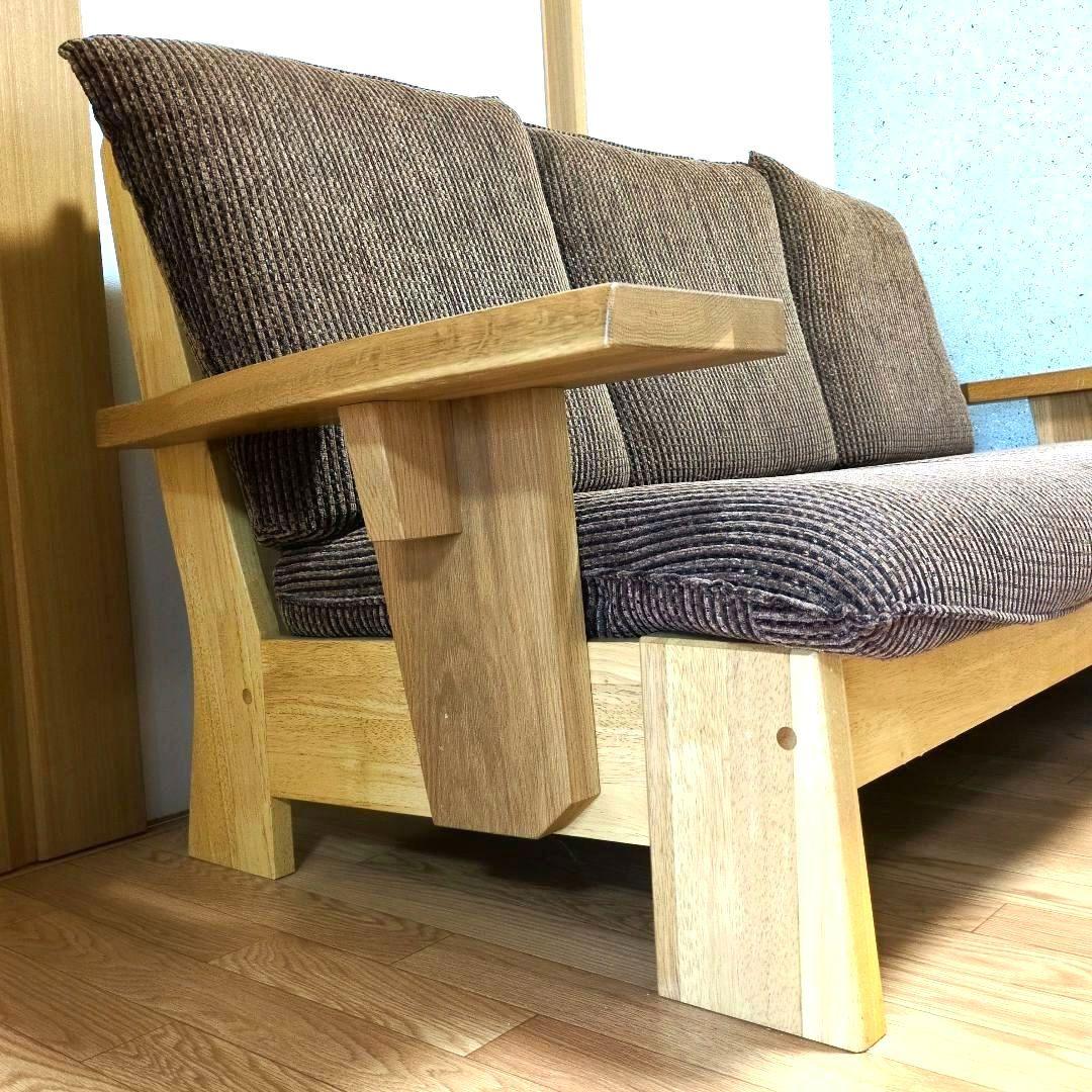 【atsun_katsun】木製フレーム 3人掛けソファ