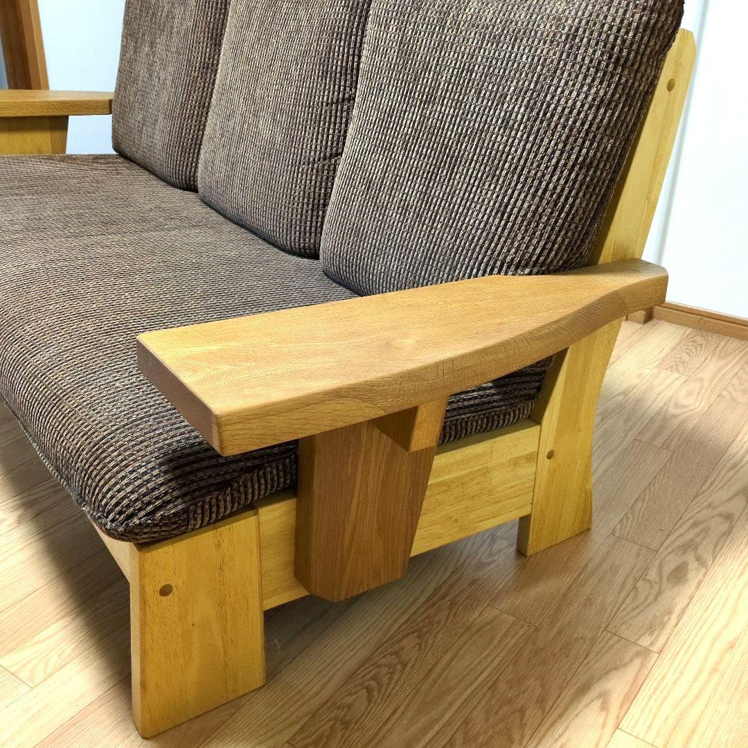 【atsun_katsun】木製フレーム 3人掛けソファ