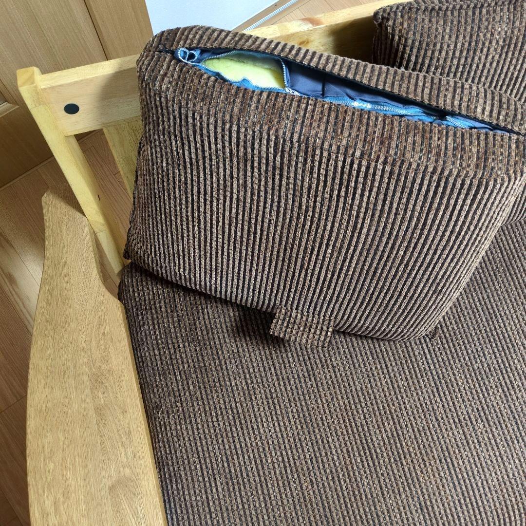 【atsun_katsun】木製フレーム 3人掛けソファ