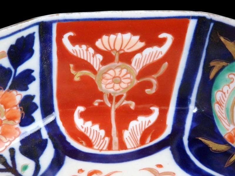 古伊万里　色絵　花の図　八角鉢　大鉢　C018AS-CWy