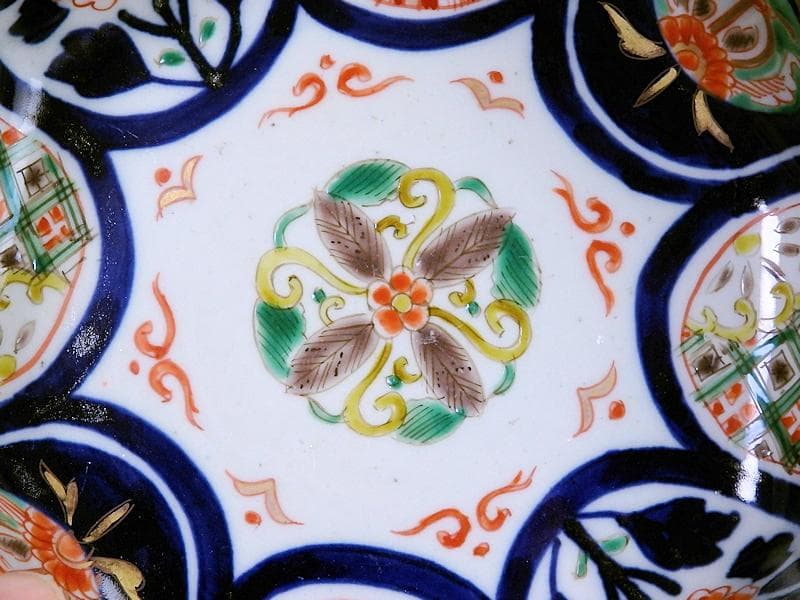 古伊万里　色絵　花の図　八角鉢　大鉢　C018AS-CWy