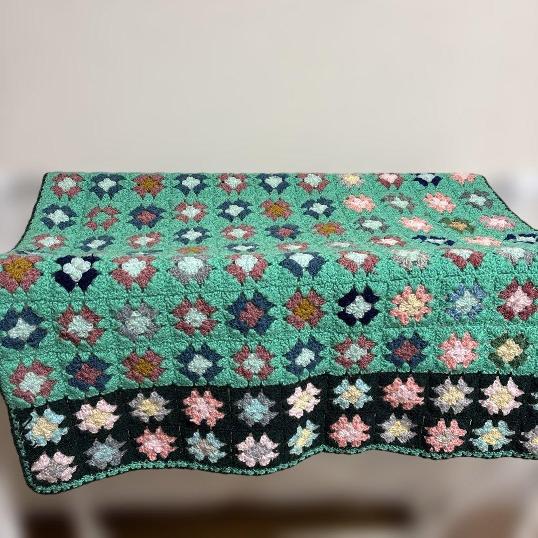 手編み マルチカバー モチーフ80cm☓122cm おくるみ　ひざ掛け