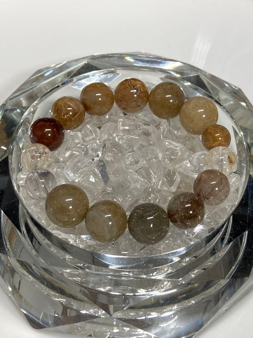 お勧め！　天然石　大玉　ルチルクォーツ　ブレスレット