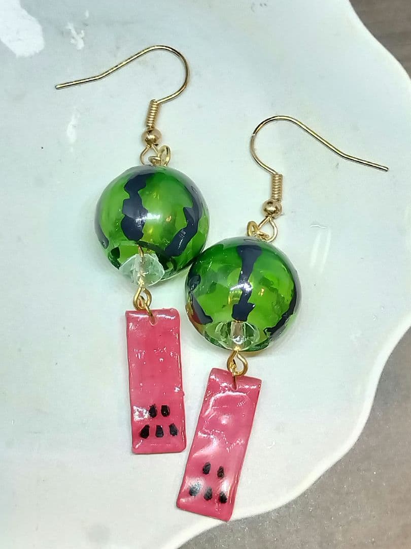スイカ　風鈴ピアス