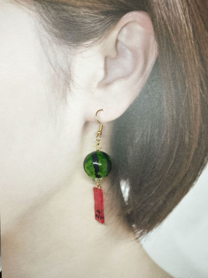 スイカ　風鈴ピアス