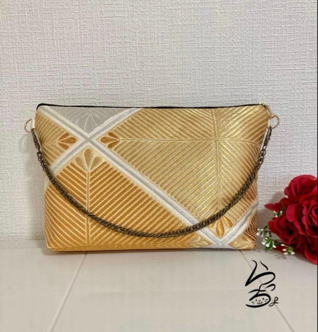 帯リメイク 松菱文様 クラッチバッグ