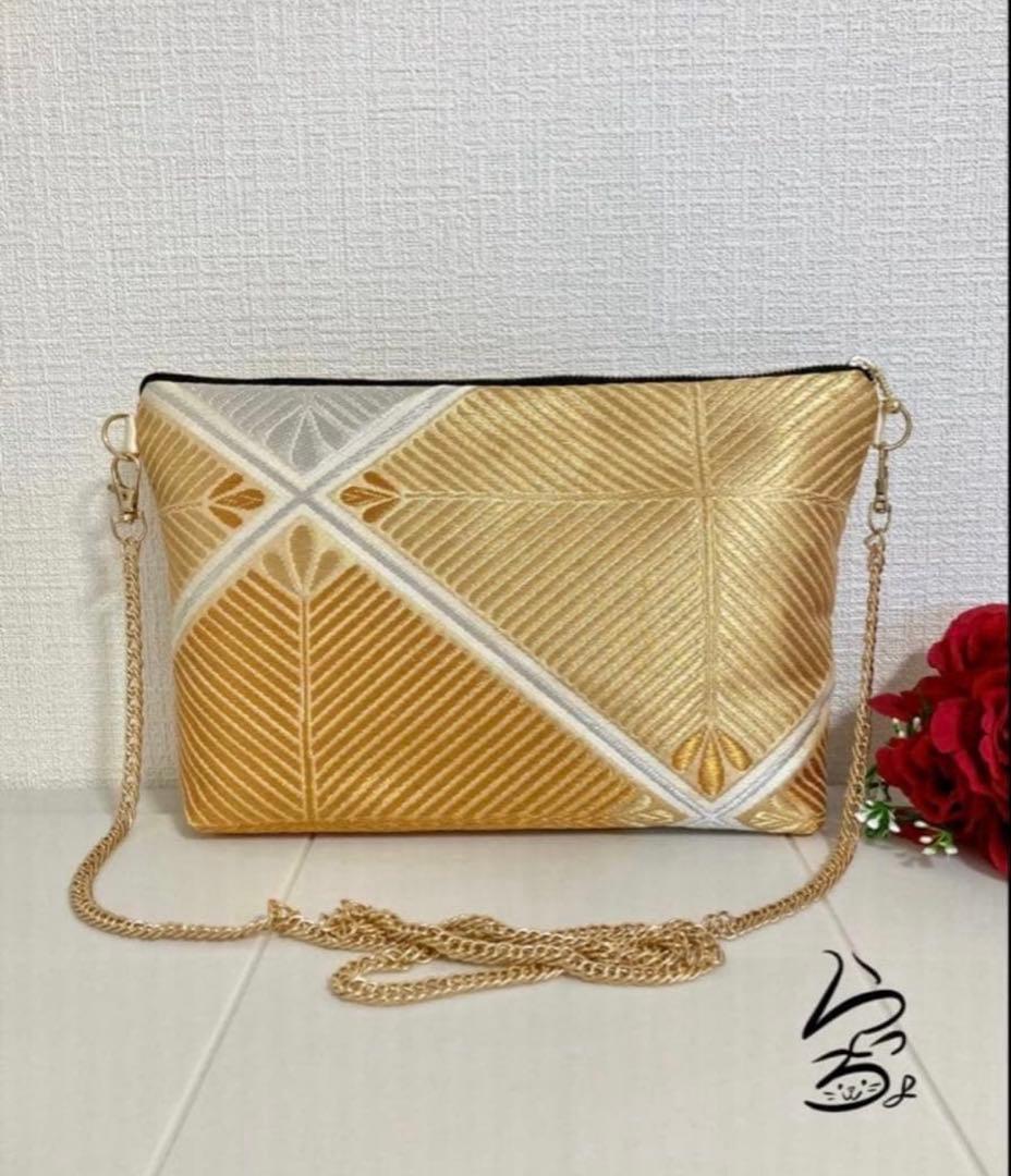 帯リメイク 松菱文様 クラッチバッグ