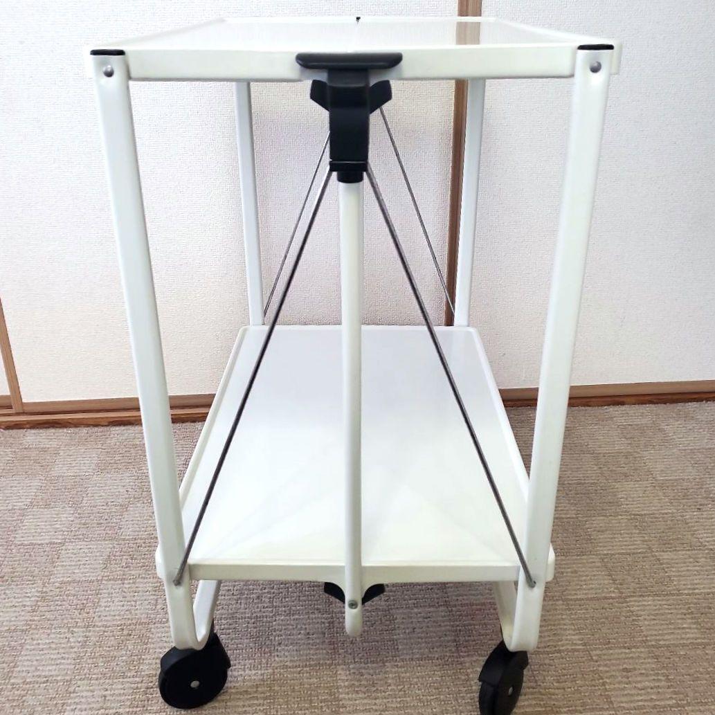 ライフハイト 折りたたみ式 サイドカート キッチンワゴン ホワイト キャスター付