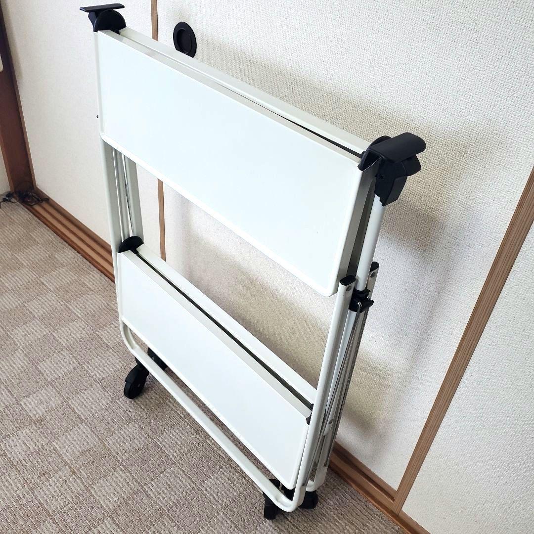 ライフハイト 折りたたみ式 サイドカート キッチンワゴン ホワイト キャスター付