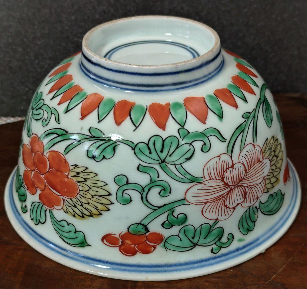 【名品❗️】江戸時代中期　亨保期　古伊万里 錦手　牡丹唐草文様　16.1cm　鉢