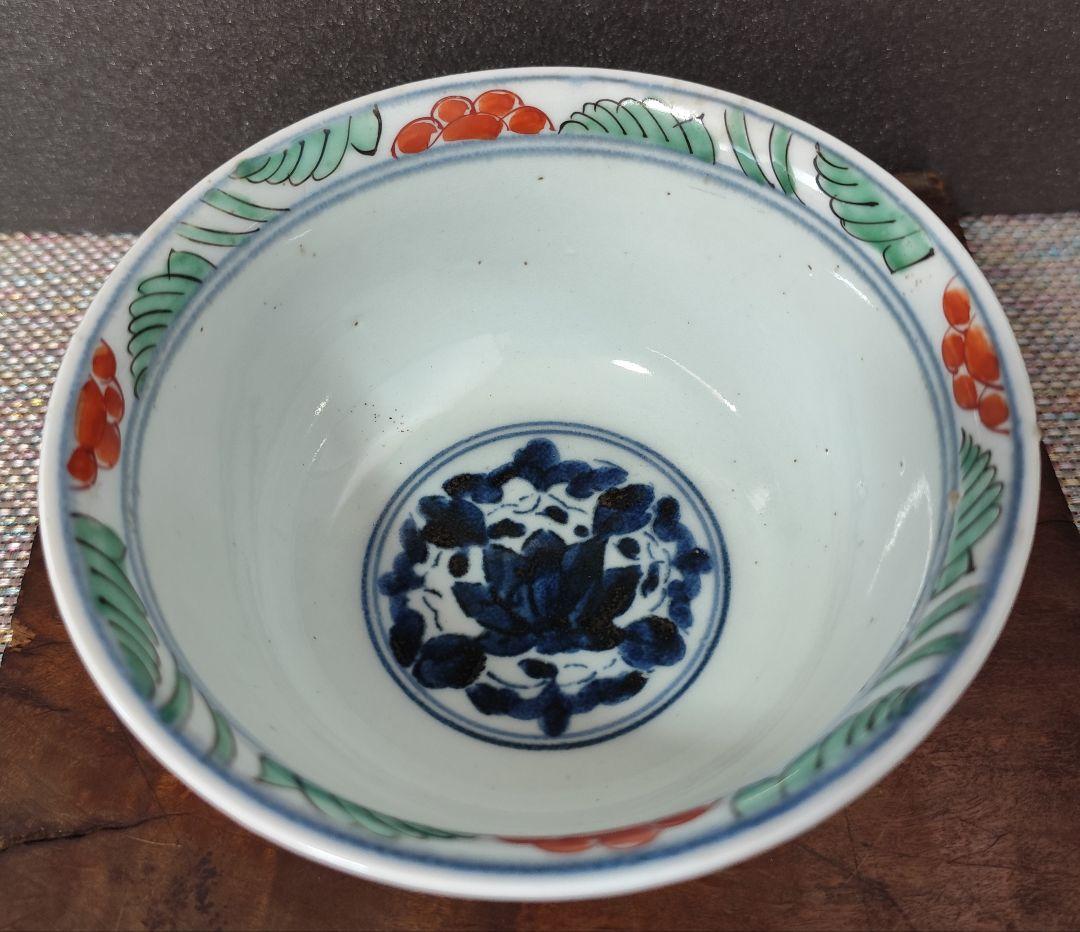 【名品❗️】江戸時代中期　亨保期　古伊万里 錦手　牡丹唐草文様　16.1cm　鉢