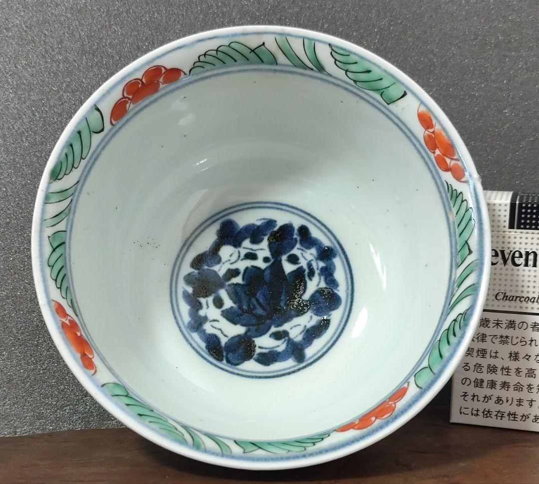 【名品❗️】江戸時代中期　亨保期　古伊万里 錦手　牡丹唐草文様　16.1cm　鉢