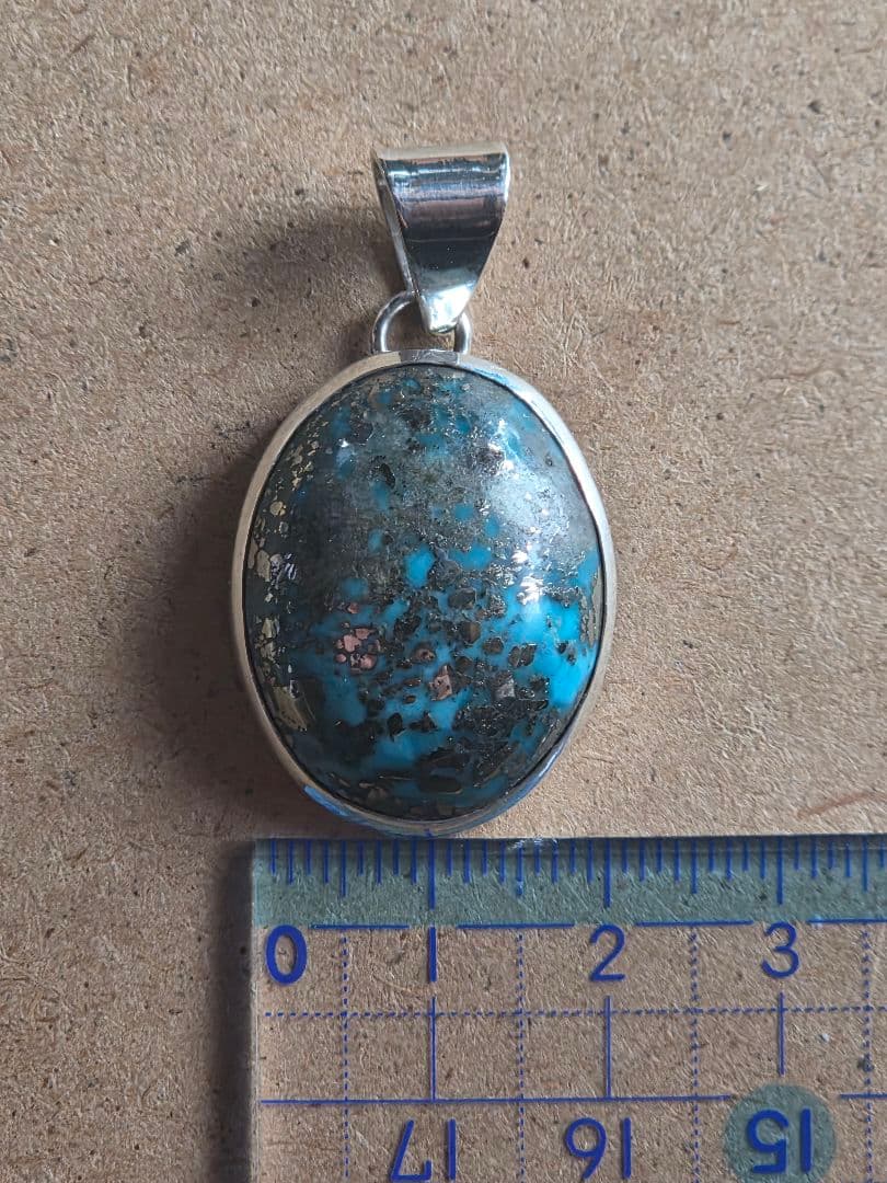 ペルシャンターコイズ　ペンダント　トップ　インディアンジュエリースタイル