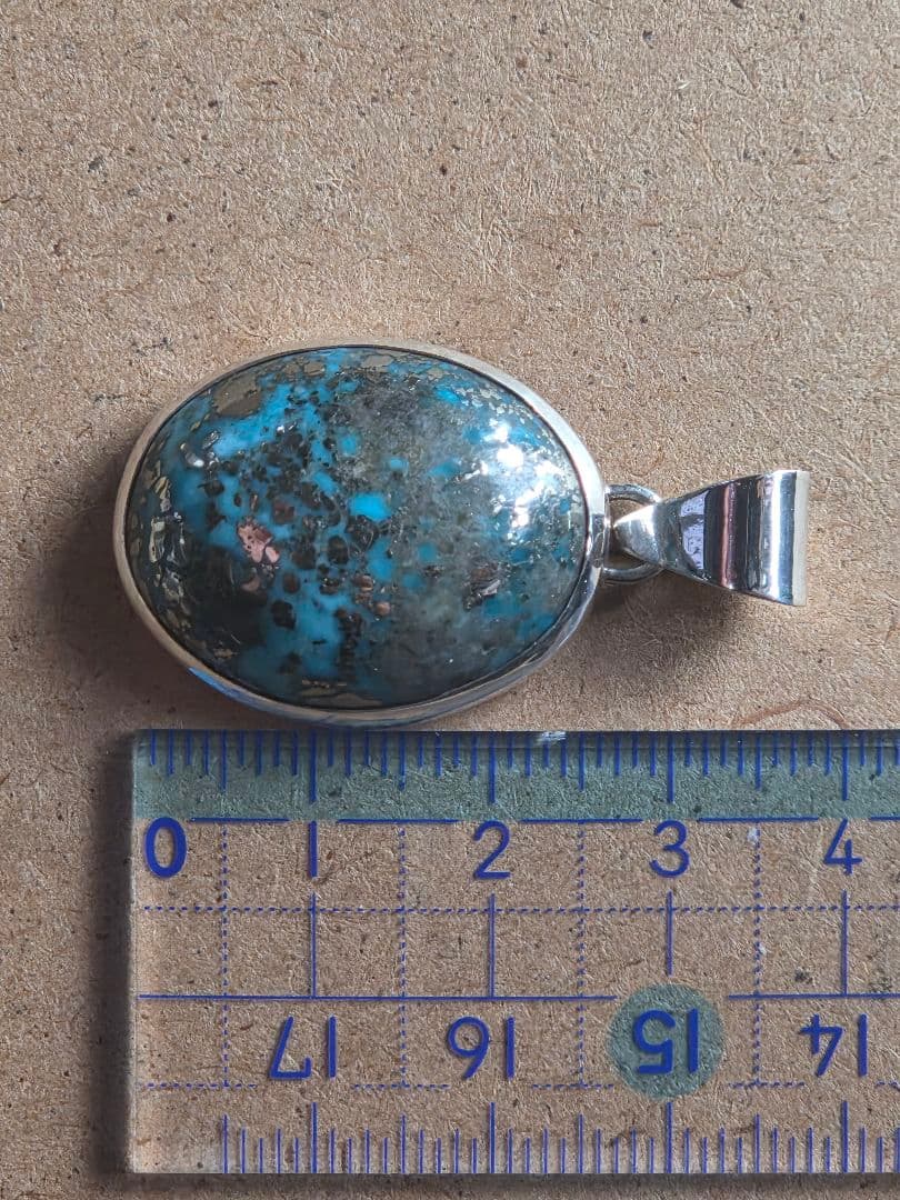 ペルシャンターコイズ　ペンダント　トップ　インディアンジュエリースタイル