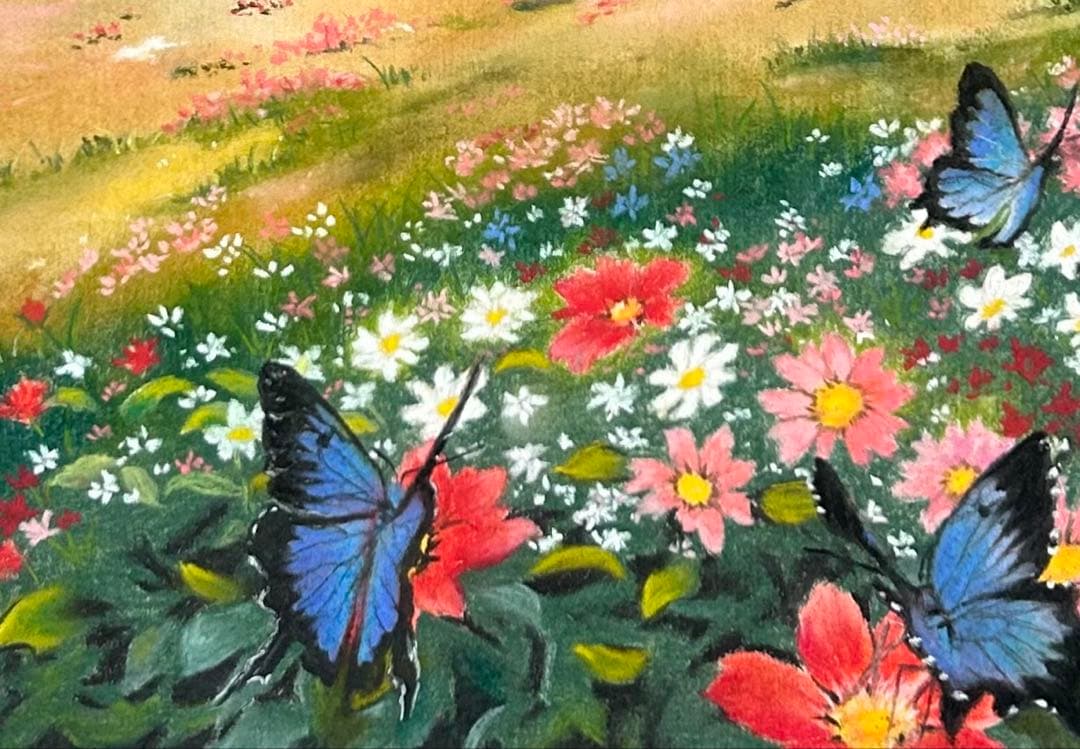 幸せを呼ぶ蝶々の景色 パステル画 原画