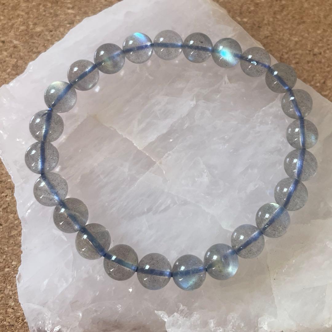 【レインボーラブラドライト】天然石 ブレスレット 約8㎜ 約16.5㎝