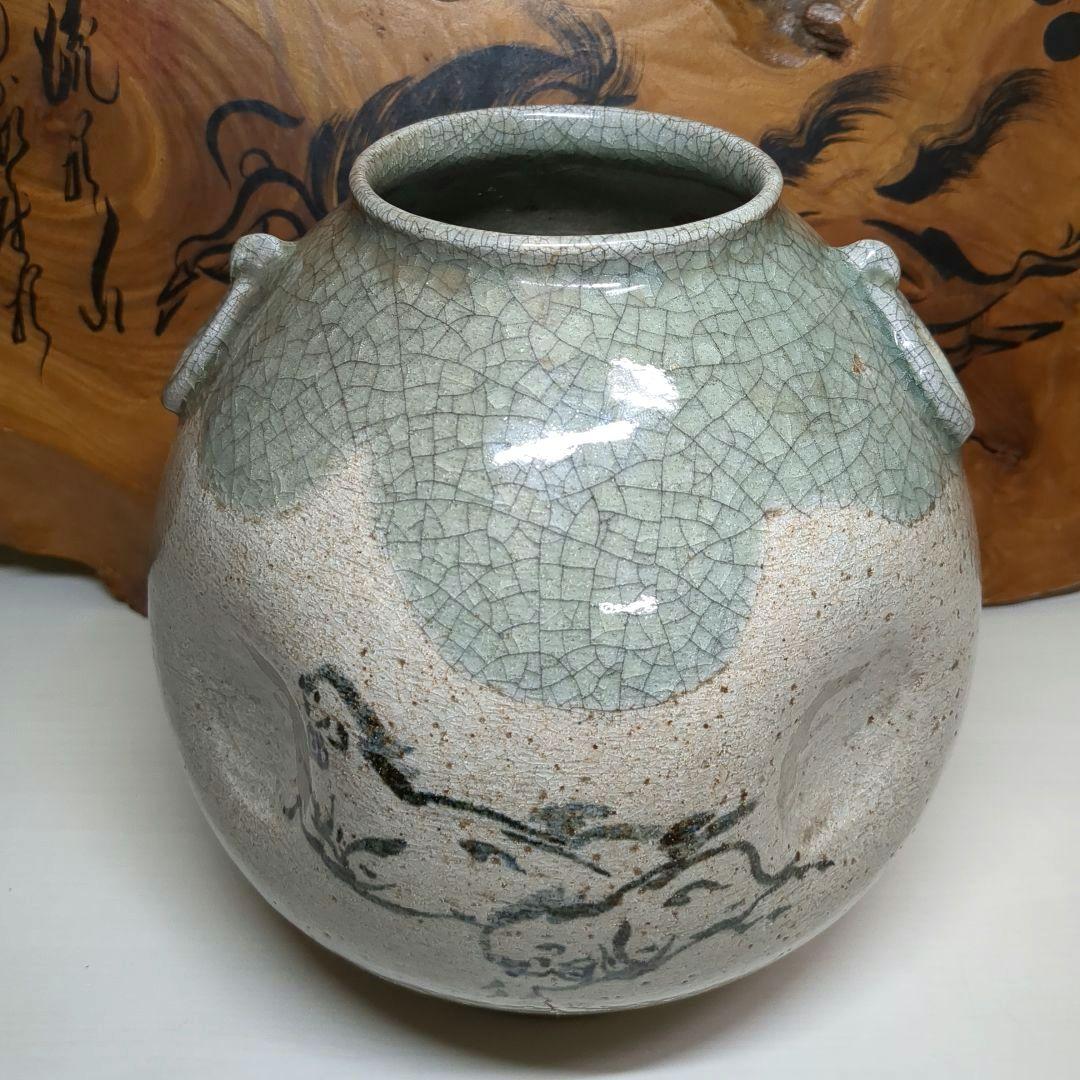 相馬駒焼 　田代窯 　 田代法橋　 田代清治右衛門 駒絵　骨董　花瓶　飾り壺