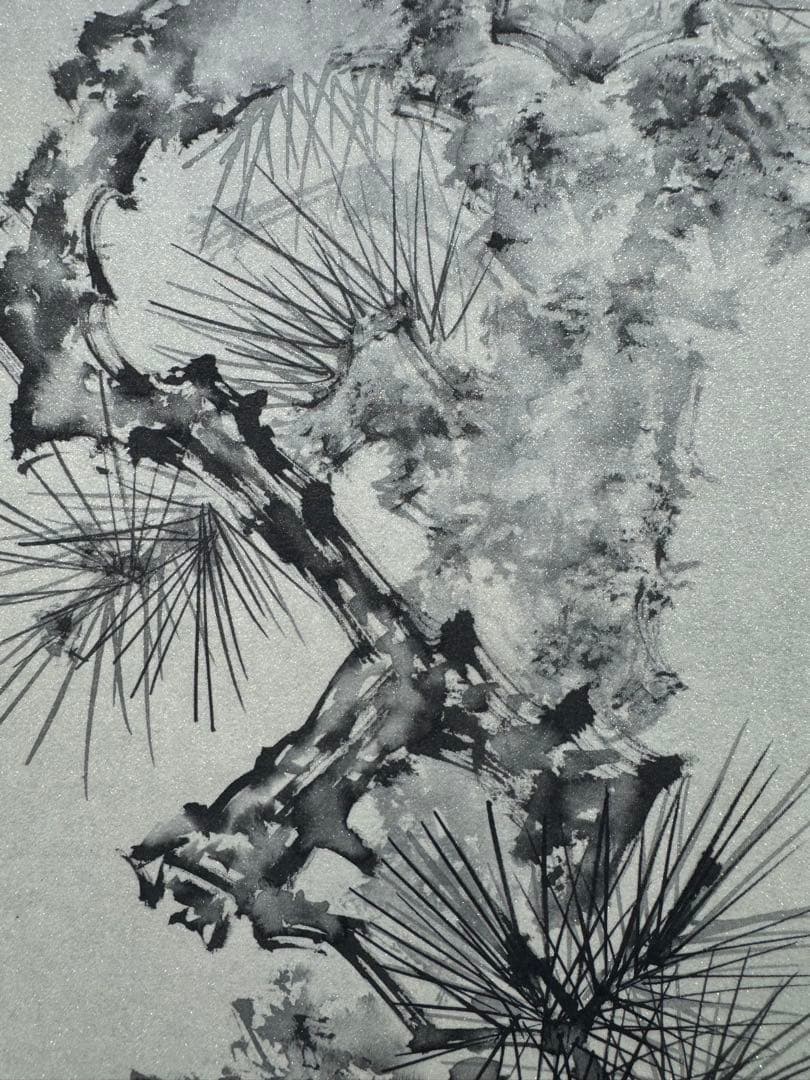 【56】中村祥仙 黎明三友 三幅対 掛軸 肉筆 絹本 共箱 山水図 日本画