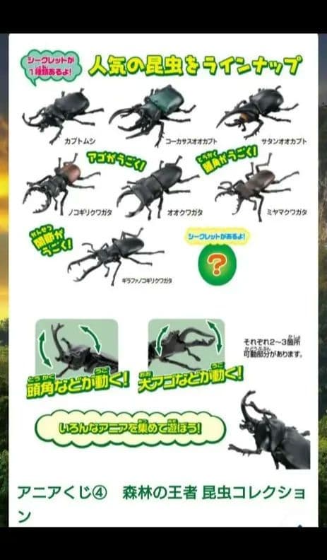 アニアくじ森林の王者昆虫コレクションカブトムシクワガタタカラトミー昆虫絶版廃版