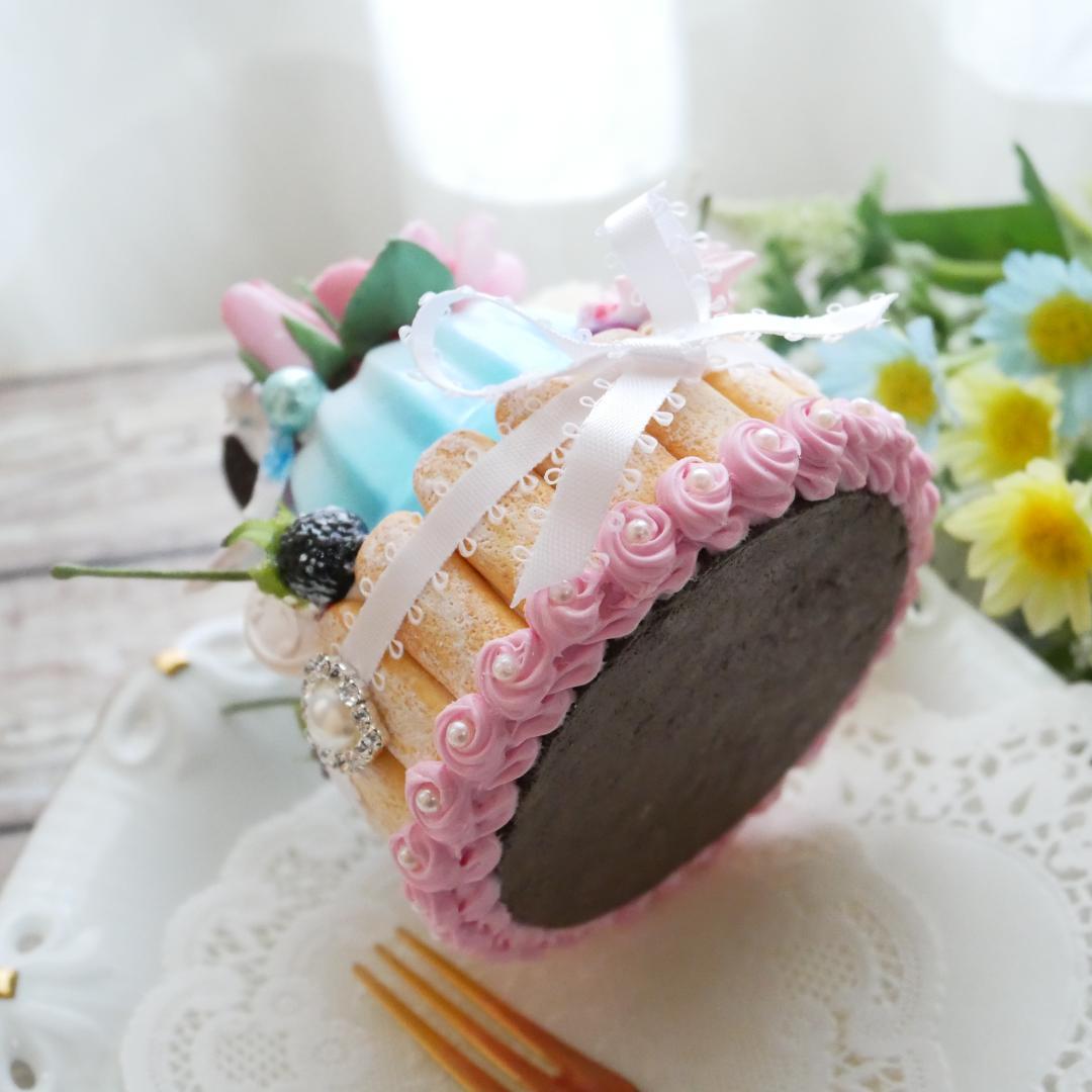【merci*M様】フェイクスイーツ◆薔薇飾水色ムース♡プリンセスシャルロット◆