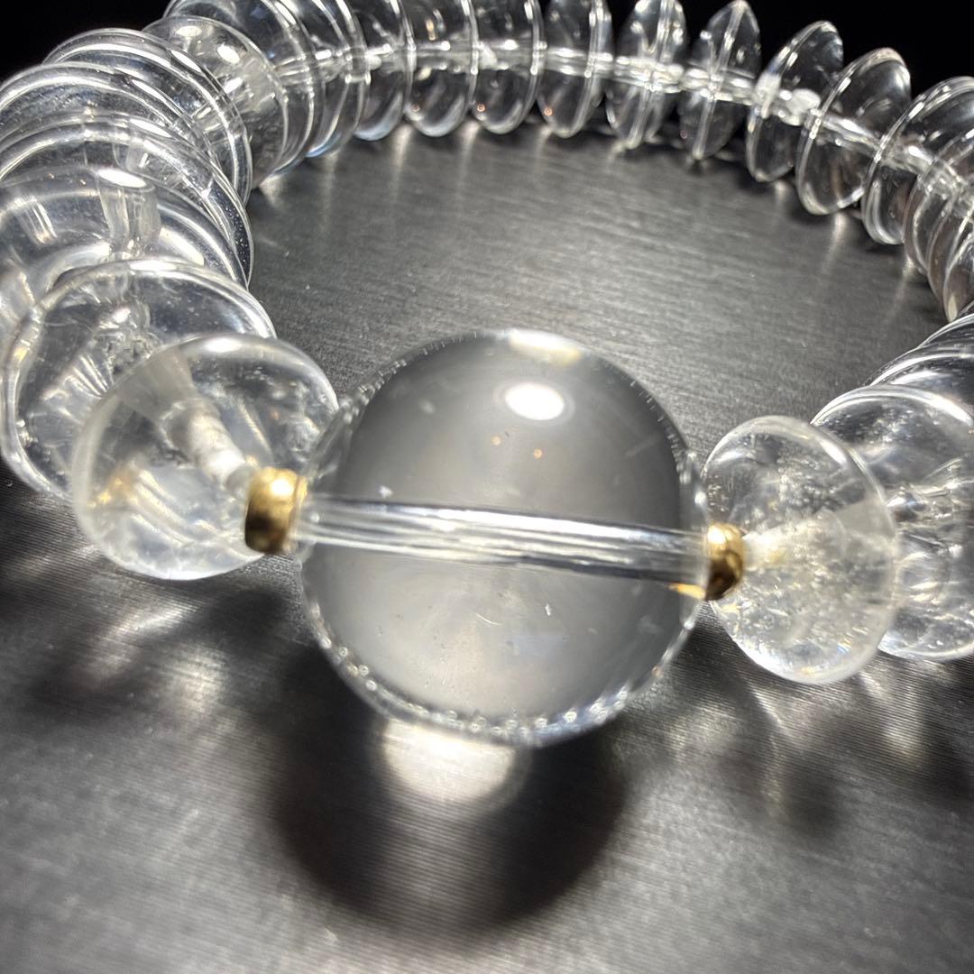 水晶 ソロバンカット 18kロンデル デザインブレスレット