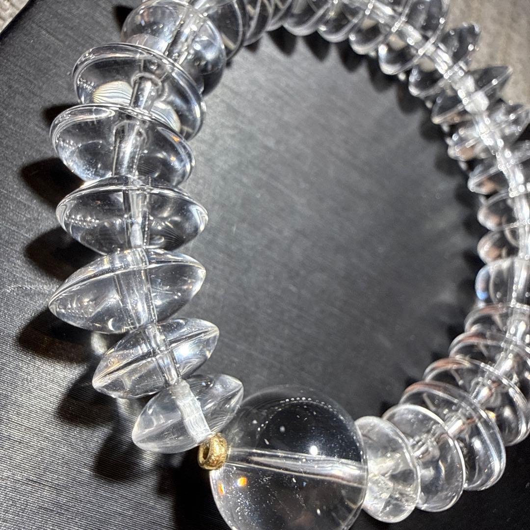 水晶 ソロバンカット 18kロンデル デザインブレスレット