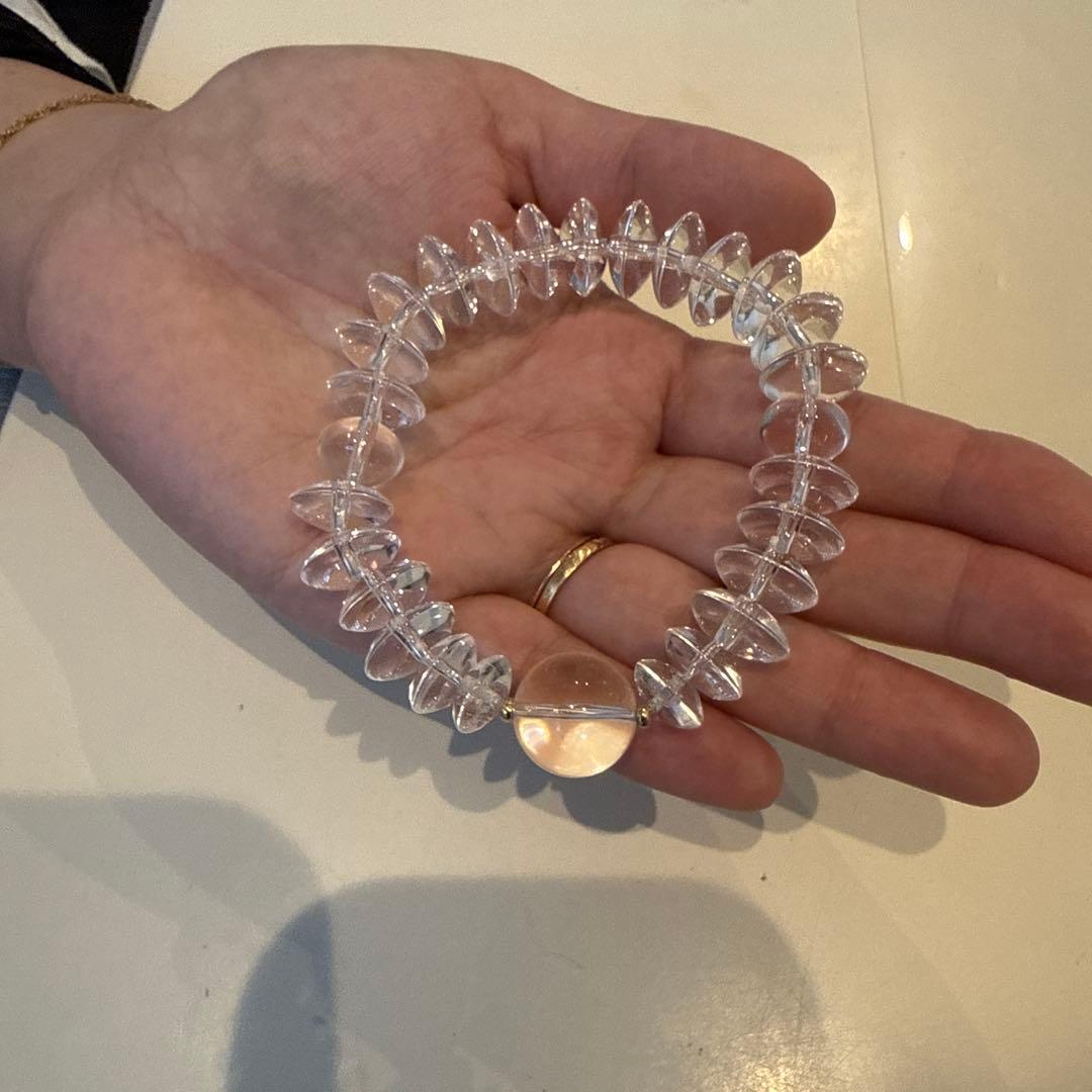 水晶 ソロバンカット 18kロンデル デザインブレスレット