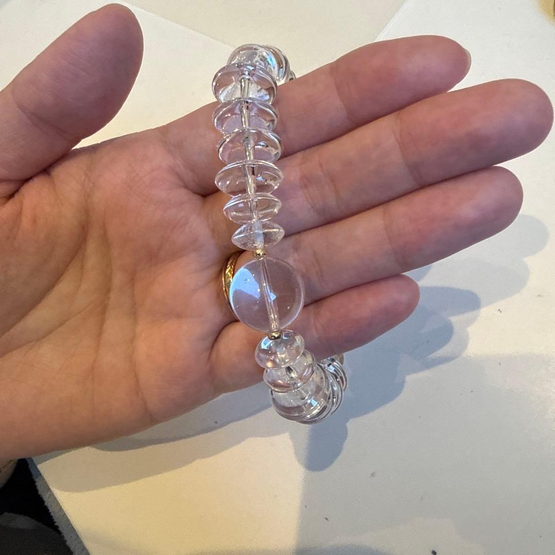 水晶 ソロバンカット 18kロンデル デザインブレスレット