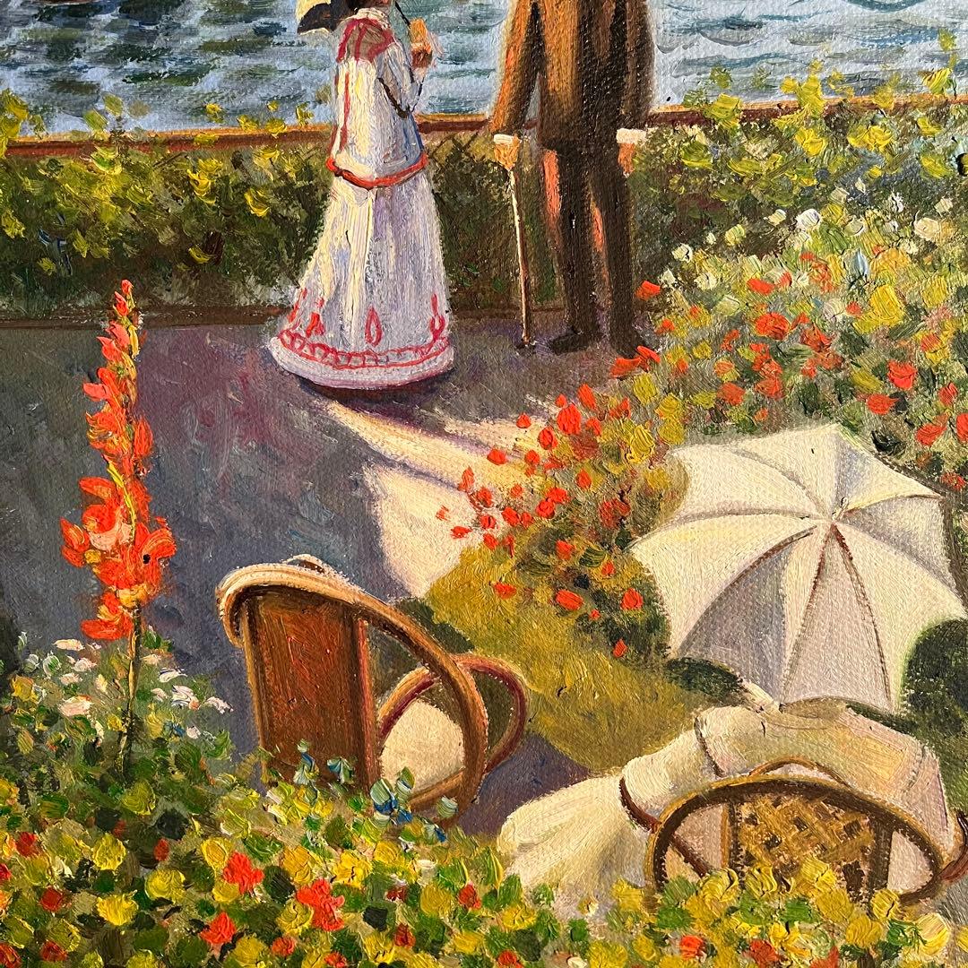 ★秀作★ 手書き油絵 クロード・モネ サン・タドレスのテテス 絵画 額付 油彩画