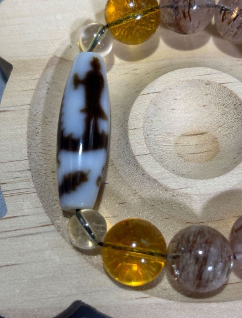 至純 騎龍観音白天珠　天然石水晶ビーズブレスレット