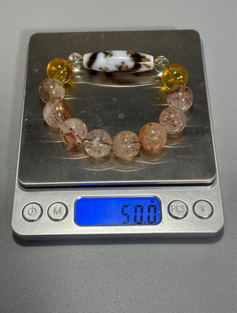 至純 騎龍観音白天珠　天然石水晶ビーズブレスレット