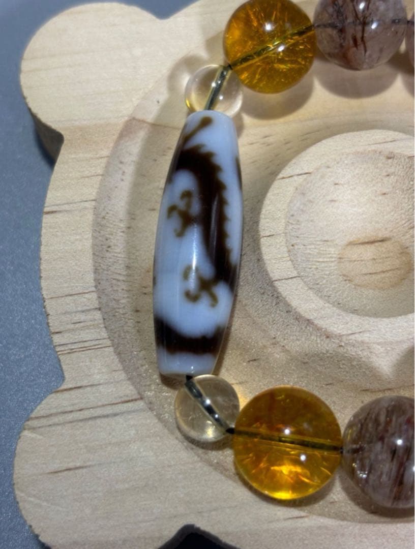 至純 騎龍観音白天珠　天然石水晶ビーズブレスレット