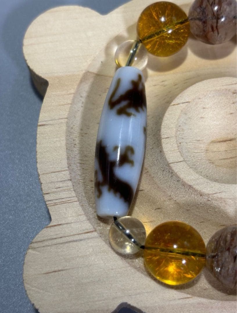 至純 騎龍観音白天珠　天然石水晶ビーズブレスレット