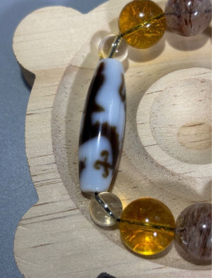 至純 騎龍観音白天珠　天然石水晶ビーズブレスレット