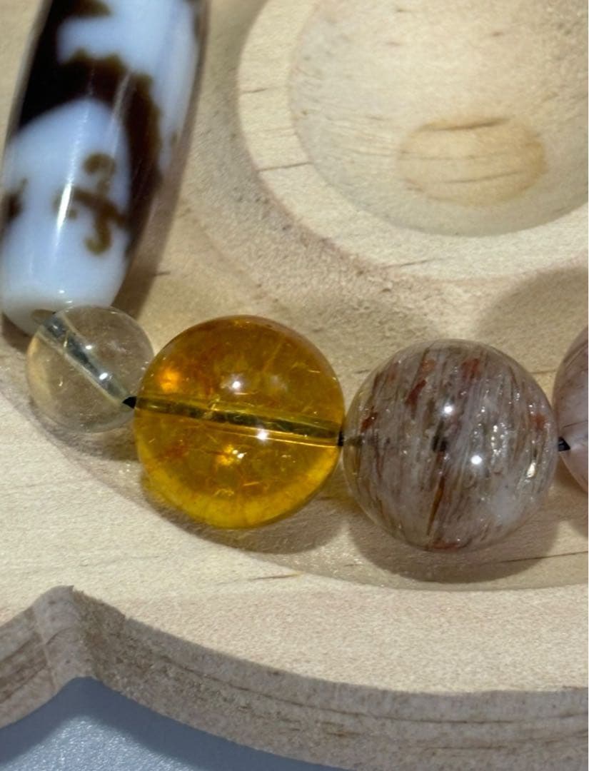 至純 騎龍観音白天珠　天然石水晶ビーズブレスレット