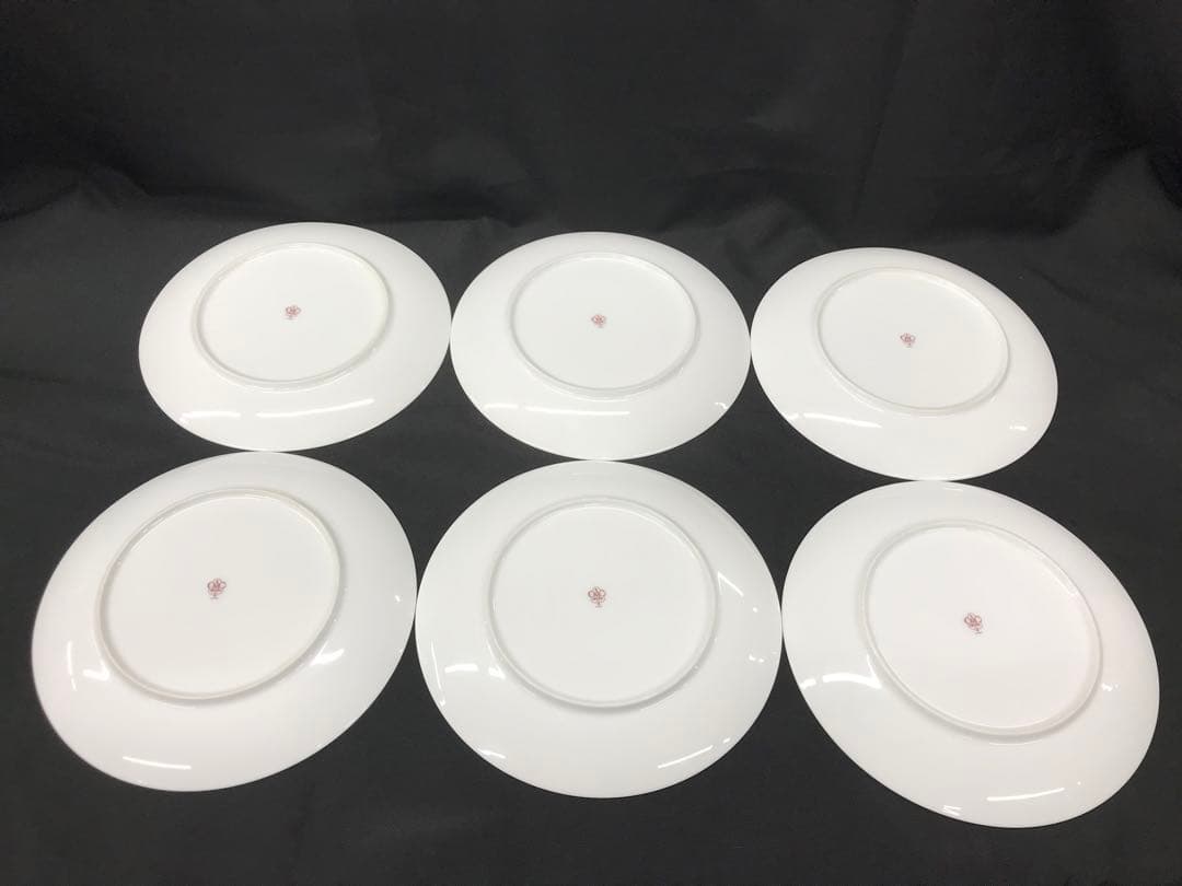 【USED】大倉陶園　花　花柄　ブルー　プレート　23cm 6P