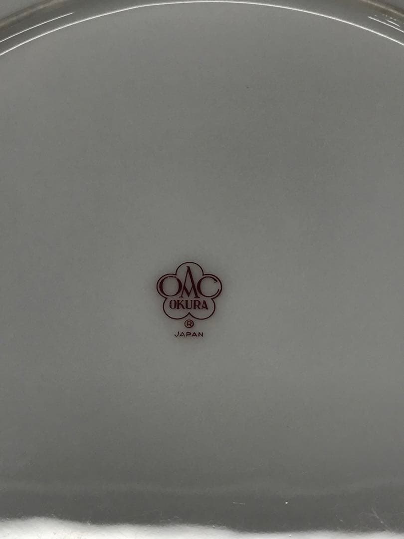 【USED】大倉陶園　花　花柄　ブルー　プレート　23cm 6P