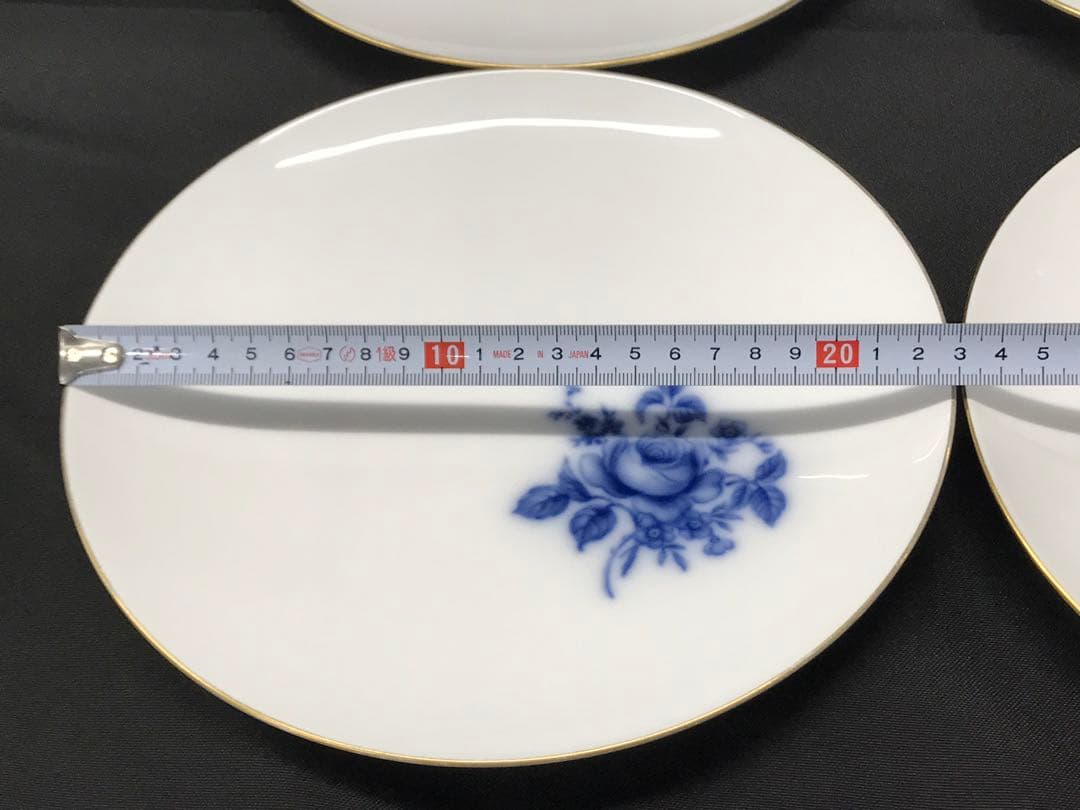 【USED】大倉陶園　花　花柄　ブルー　プレート　23cm 6P
