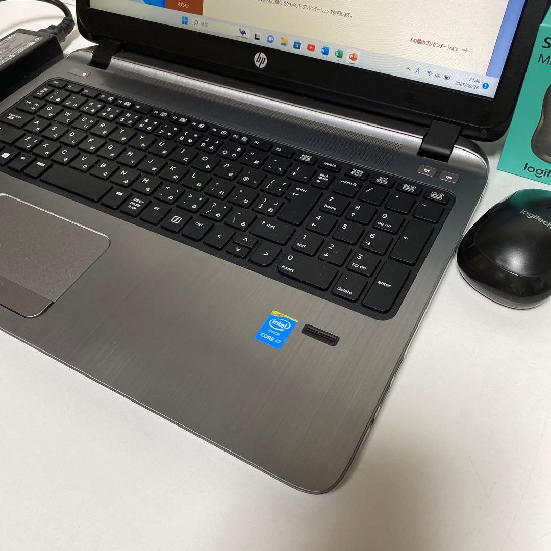 Windows11オフィス2024年　Corei7 メモリ8GB HPノートPC