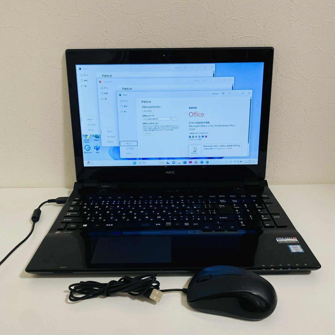 Y107 NECノートパソコンSSDメモリ8G高速WEBカメラWindows11