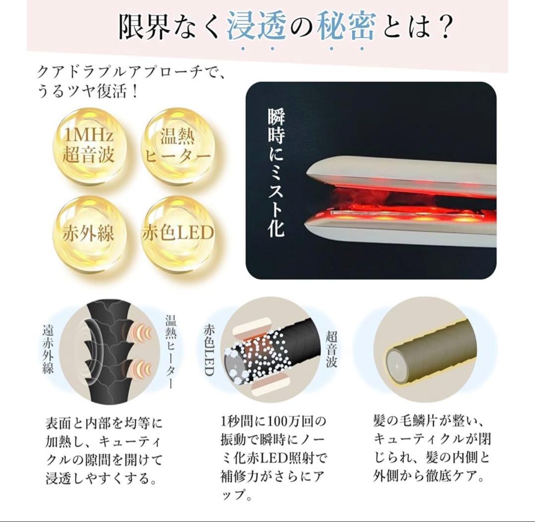 Kiboer 超音波トリートメント ヘアアイロン 髪質改善