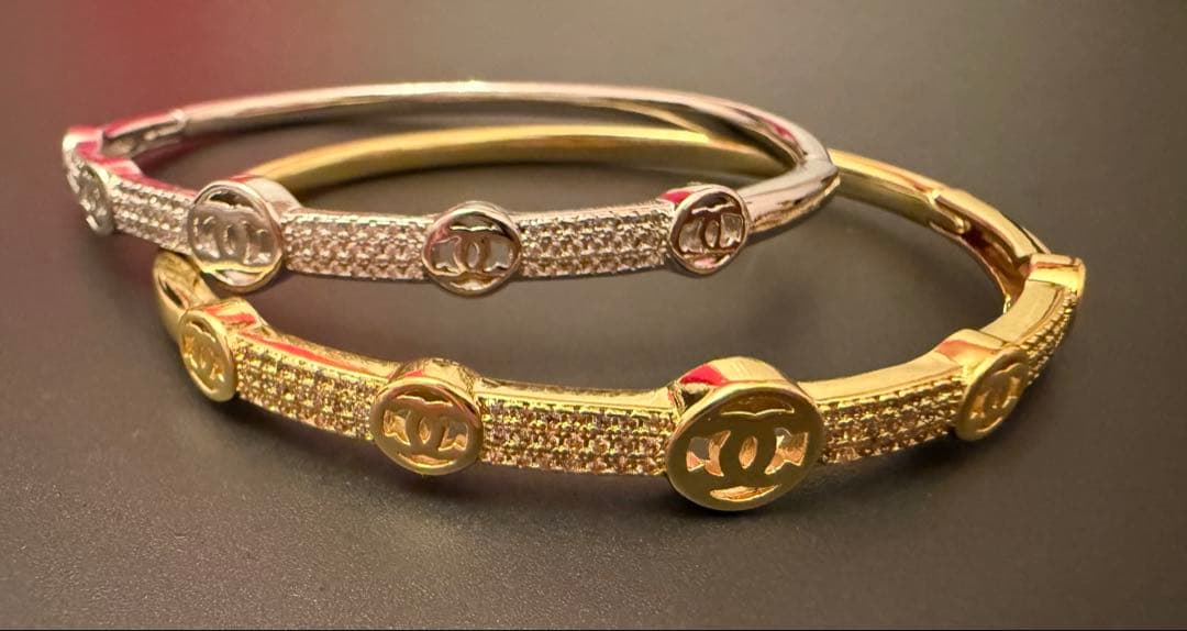 CHANELバングル シルバー/ゴールド2本セット