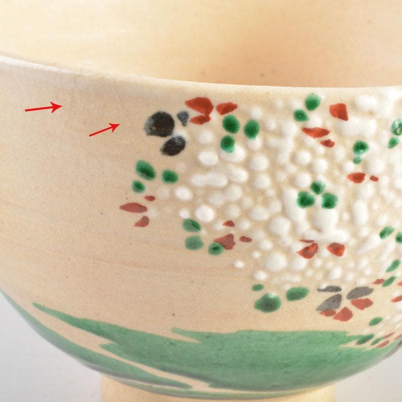 chica　京焼　六代　高橋道八作 桜模様　絵茶碗　時代箱　C　6760