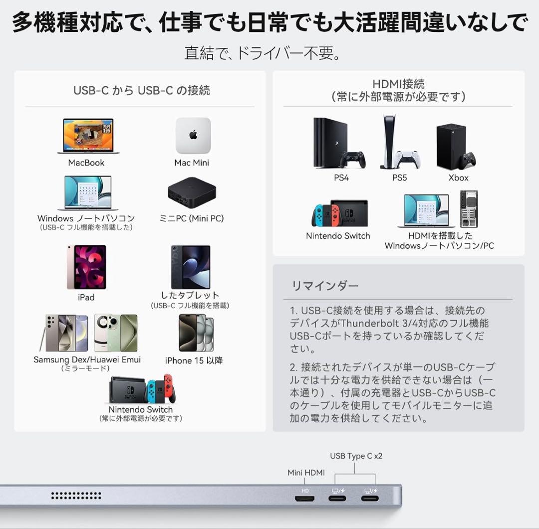 値下げ❣️16インチ ディスプレイ 4k モバイルモニター