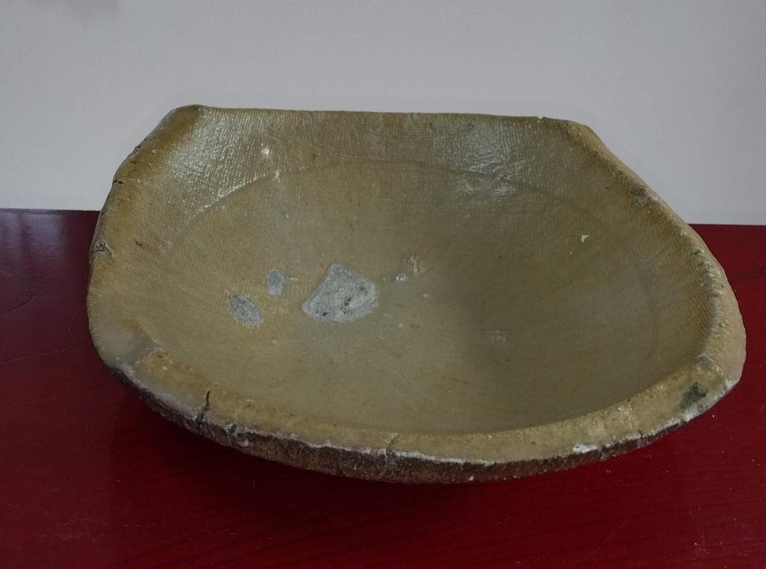 越前焼の名工　白越不朝（塩越窯）自然灰釉究極美が逸品灰釉美四方角中盛皿No:5