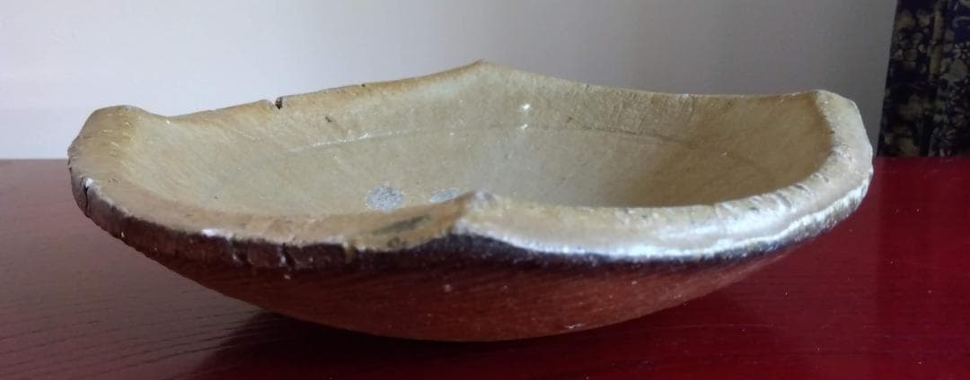 越前焼の名工　白越不朝（塩越窯）自然灰釉究極美が逸品灰釉美四方角中盛皿No:5