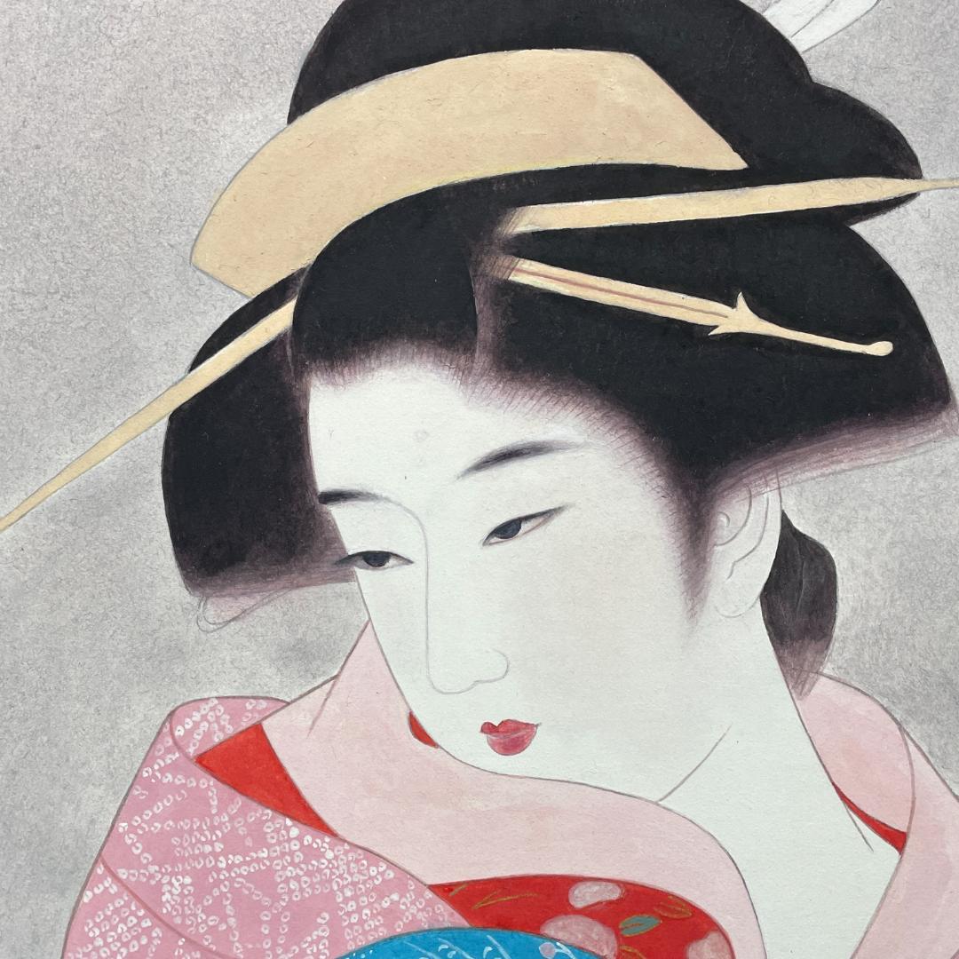 真作保証 伊東深水『三千歳』木版画 美人画 代表作 大判 R8YE11