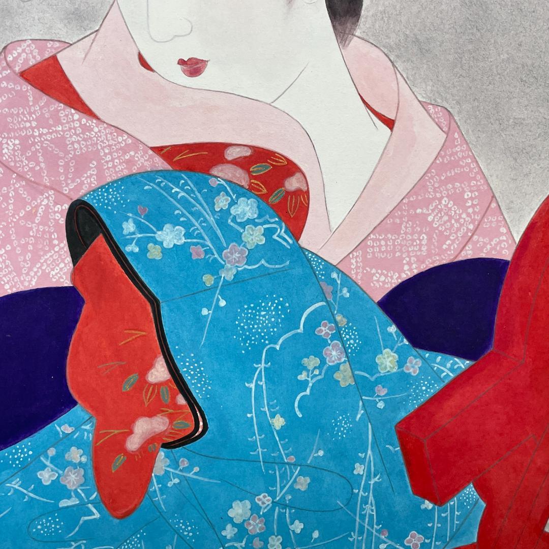 真作保証 伊東深水『三千歳』木版画 美人画 代表作 大判 R8YE11