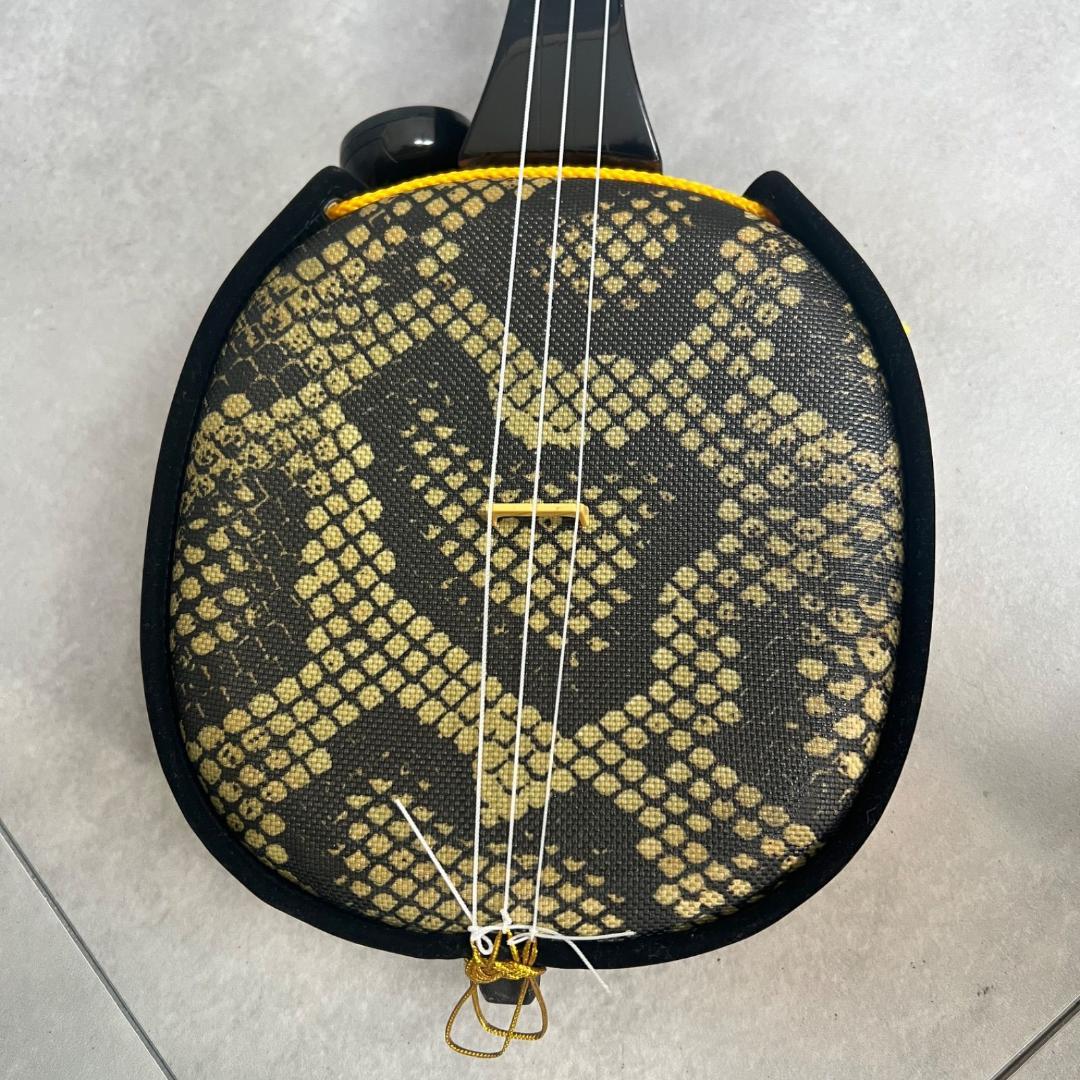 沖縄三線　全長約80cm　ウマ　つめ　セミハードケース　へび　教本