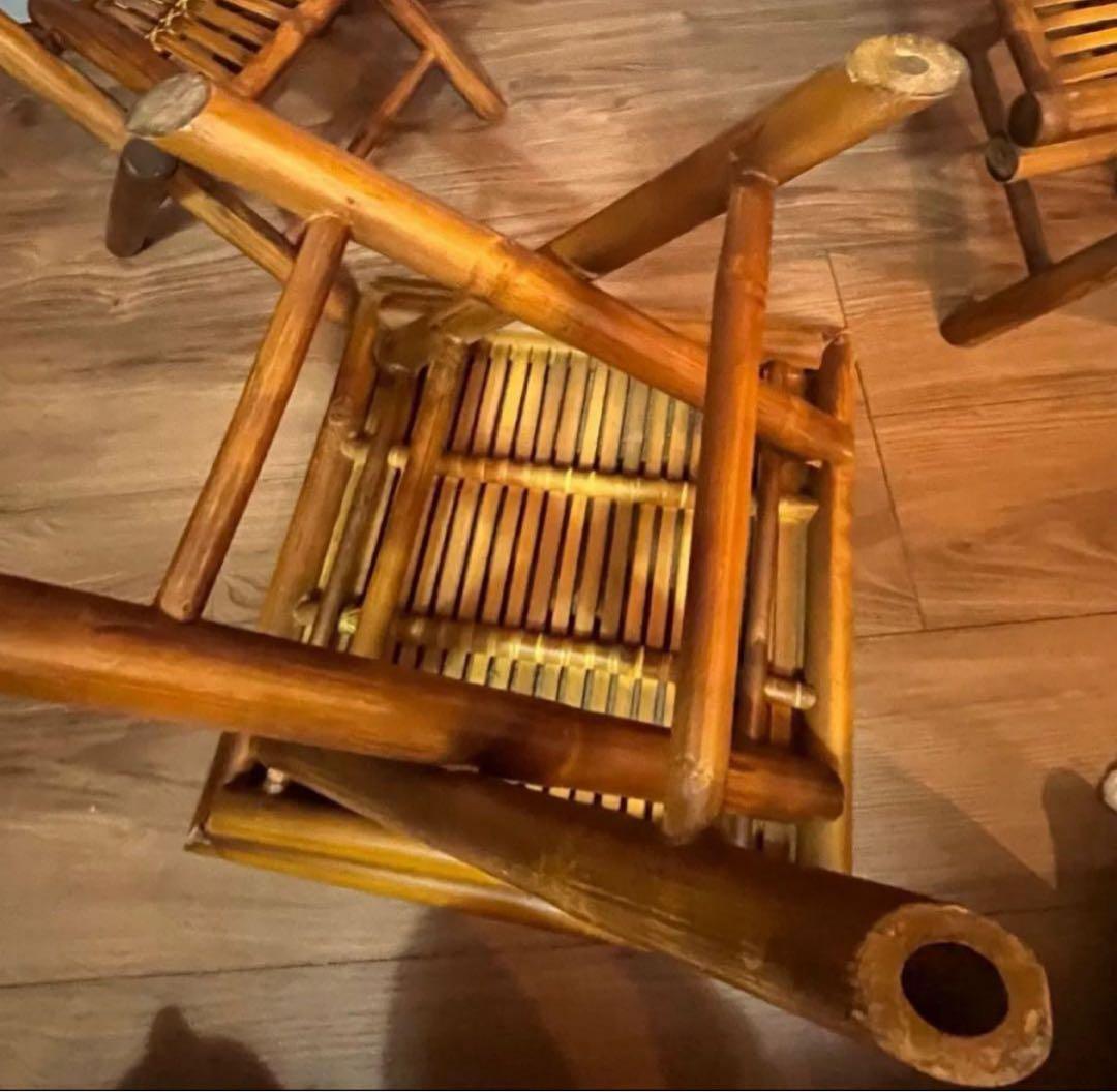 折りたたみ　竹製　レトロ　ヴィンテージ　バンブーチェア　椅子　インテリア　木製